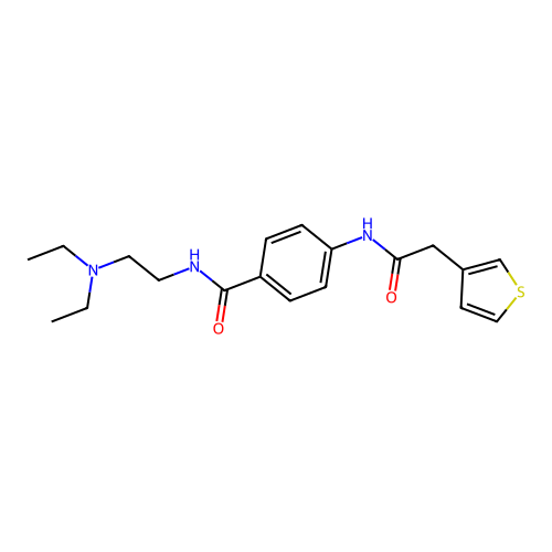 N-[2-(diethylamino)ethyl]-4-[2-(thiophen-3-yl)acetamido]benzamide structure