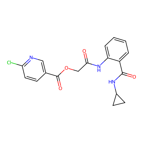 [2-[2-(Cyclopropylcarbamoyl)anilino]-2-oxoethyl] 6-chloropyridine-3-carboxylate structure