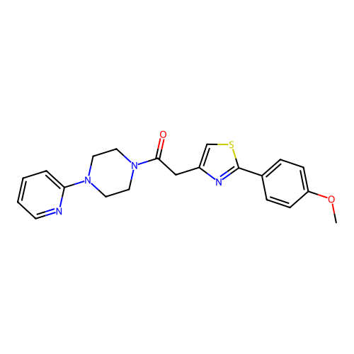 2-[2-(4-methoxyphenyl)-1,3-thiazol-4-yl]-1-(4-pyridin-2-ylpiperazin-1-yl)ethanone structure