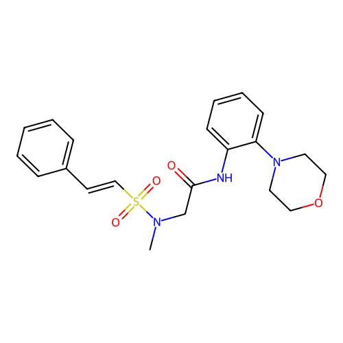 2-(N-methyl-2-phenylethenesulfonamido)-N-[2-(morpholin-4-yl)phenyl]acetamide structure