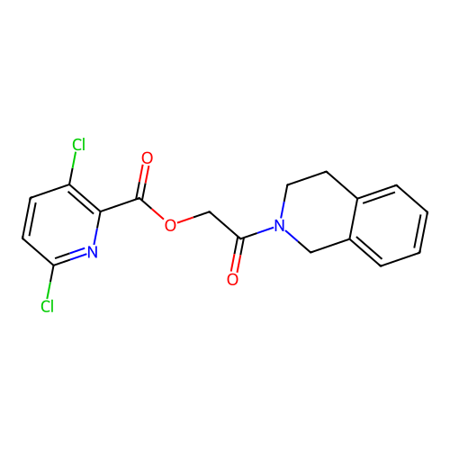 2-oxo-2-(1,2,3,4-tetrahydroisoquinolin-2-yl)ethyl 3,6-dichloropyridine-2-carboxylate structure