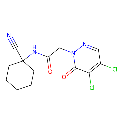 N-(1-cyanocyclohexyl)-2-(4,5-dichloro-6-oxo-1,6-dihydropyridazin-1-yl)acetamide structure