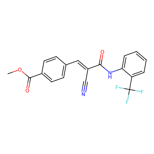 methyl 4-[(E)-2-cyano-3-oxo-3-[2-(trifluoromethyl)anilino]prop-1-enyl]benzoate structure
