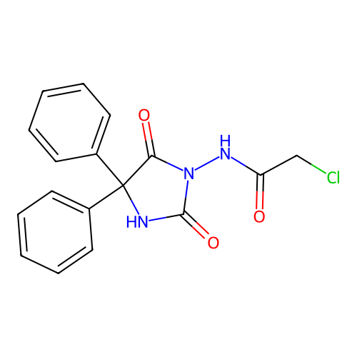 2-Chloro-N-(2,5-dioxo-4,4-diphenyl-1-imidazolidinyl)acetamide structure