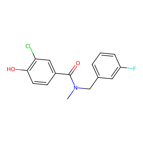 3-chloro-N-[(3-fluorophenyl)methyl]-4-hydroxy-N-methylbenzamide structure