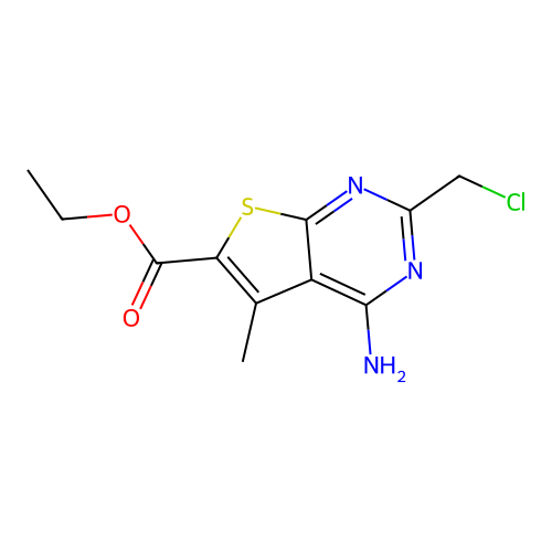 Ethyl 4-amino-2-(chloromethyl)-5-methylthieno[2,3-d]pyrimidine-6-carboxylate structure