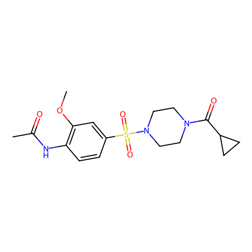 N-[4-[[4-(Cyclopropylcarbonyl)-1-piperazinyl]sulfonyl]-2-methoxyphenyl]acetamide structure