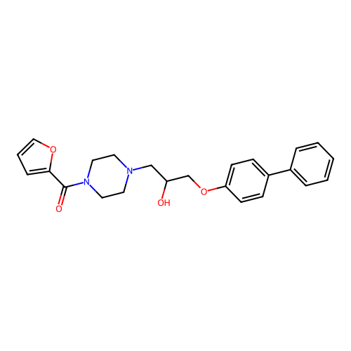 Furan-2-yl-[4-[2-hydroxy-3-(4-phenylphenoxy)propyl]piperazin-1-yl]methanone structure