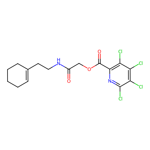 [2-[2-(cyclohexen-1-yl)ethylamino]-2-oxoethyl] 3,4,5,6-tetrachloropyridine-2-carboxylate structure