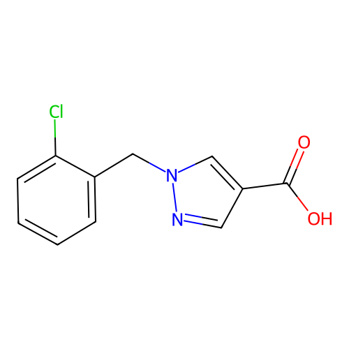 1-((2-chlorophenyl)methyl)-1H-pyrazole-4-carboxylic acid structure