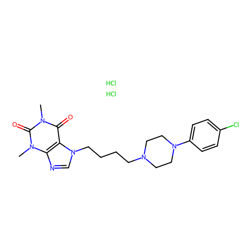 Theophylline, 7-(4-(4-(p-chlorophenyl)-1-piperazinyl)butyl)-, dihydrochloride structure