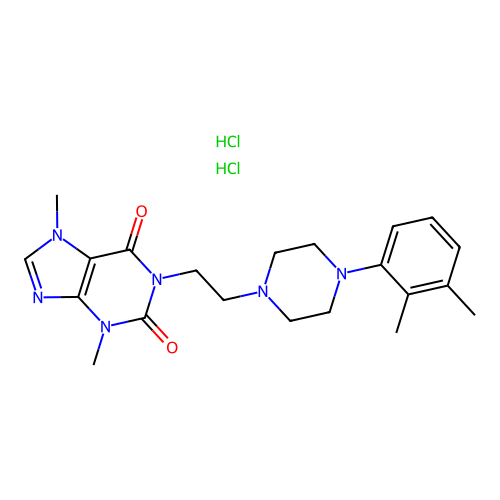 Theobromine, 1-(2-(4-(2,3-dimethylphenyl)-1-piperazinyl)ethyl)-, dihydrochloride structure