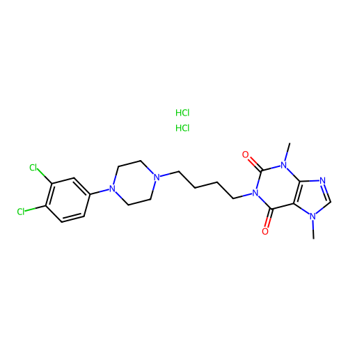 Theobromine, 1-(4-(4-(3,4-dichlorophenyl)-1-piperazinyl)butyl)-, dihydrochloride structure