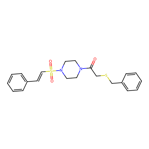 2-(Benzylsulfanyl)-1-[4-(2-phenylethenesulfonyl)piperazin-1-yl]ethan-1-one structure