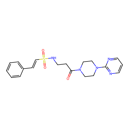 (E)-N-[3-oxo-3-(4-pyrimidin-2-ylpiperazin-1-yl)propyl]-2-phenylethenesulfonamide structure