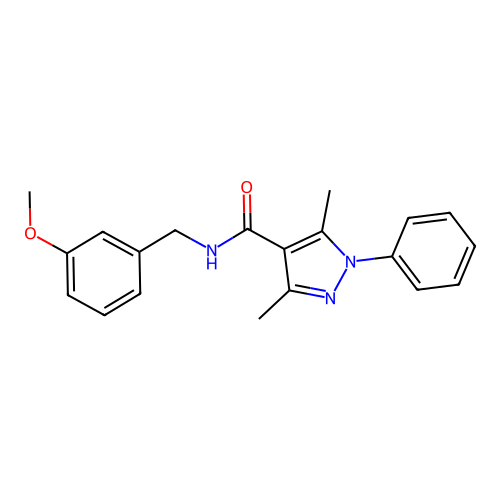 N-[(3-methoxyphenyl)methyl]-3,5-dimethyl-1-phenylpyrazole-4-carboxamide structure