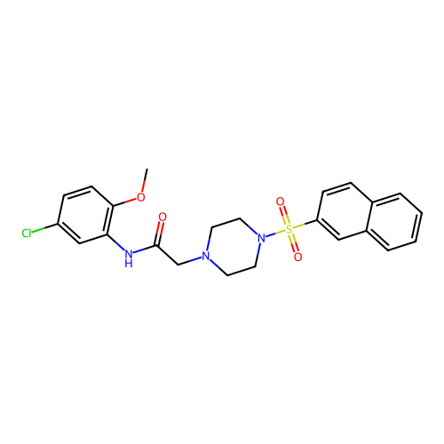 N-(5-chloro-2-methoxyphenyl)-2-[4-(2-naphthylsulfonyl)piperazinyl]acetamide structure
