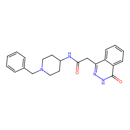 N-(1-benzylpiperidin-4-yl)-2-(4-oxo-3,4-dihydrophthalazin-1-yl)acetamide structure