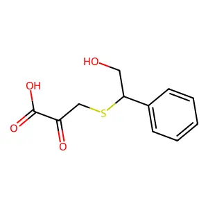 Propanoic acid, 3-((2-hydroxy-1-phenylethyl)thio)-2-oxo- structure