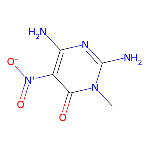 2,6-diamino-5-(nitro)-3-methylpyrimidin-4(3H)-one structure