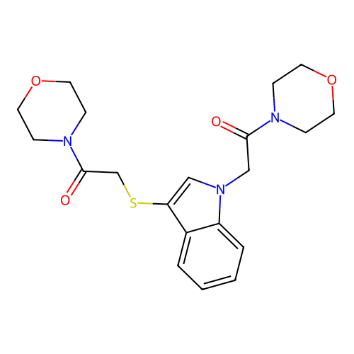 1-morpholino-2-((1-(2-morpholino-2-oxoethyl)-1H-indol-3-yl)thio)ethanone structure