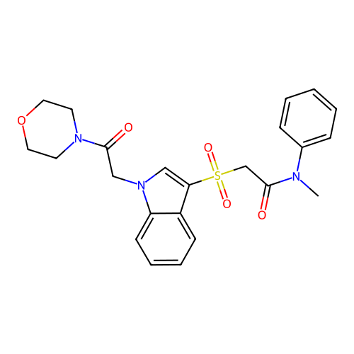 N-methyl-2-[1-(2-morpholin-4-yl-2-oxoethyl)indol-3-yl]sulfonyl-N-phenylacetamide structure