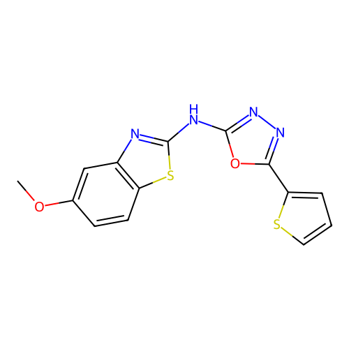 N-(5-methoxybenzo[d]thiazol-2-yl)-5-(thiophen-2-yl)-1,3,4-oxadiazol-2-amine structure