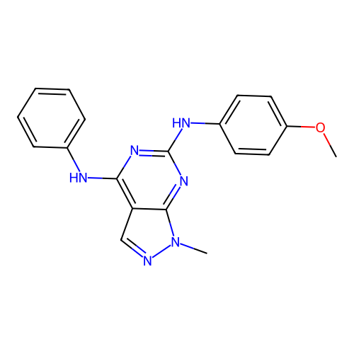 N6-(4-methoxyphenyl)-1-methyl-N4-phenyl-1H-pyrazolo[3,4-d]pyrimidine-4,6-diamine structure