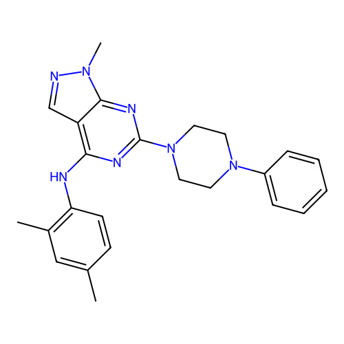 N-(2,4-dimethylphenyl)-1-methyl-6-(4-phenylpiperazin-1-yl)-1H-pyrazolo[3,4-d]pyrimidin-4-amine structure