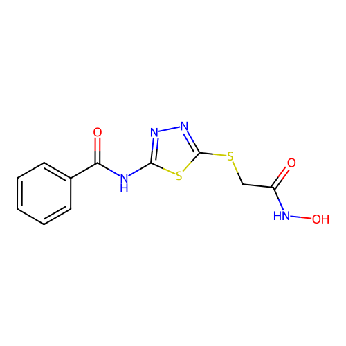 N-(5-((2-(hydroxyamino)-2-oxoethyl)thio)-1,3,4-thiadiazol-2-yl)benzamide structure