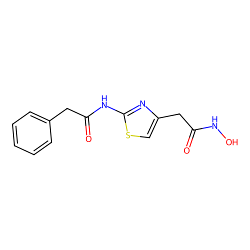 N-hydroxy-2-(2-(2-phenylacetamido)thiazol-4-yl)acetamide structure