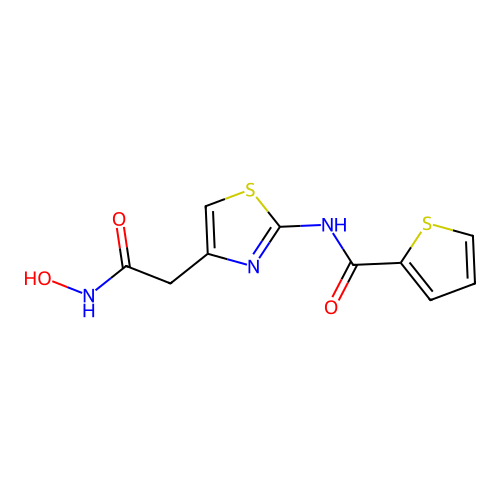 N-(4-(2-(hydroxyamino)-2-oxoethyl)thiazol-2-yl)thiophene-2-carboxamide structure
