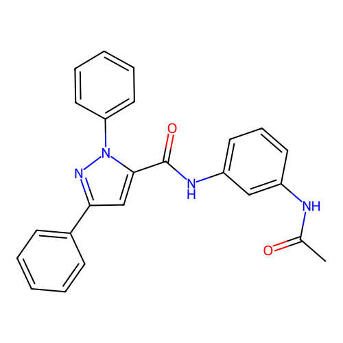 N-[3-(acetylamino)phenyl]-1,3-diphenyl-1H-pyrazole-5-carboxamide structure
