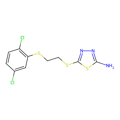 5-((2-((2,5-Dichlorophenyl)thio)ethyl)thio)-1,3,4-thiadiazol-2-amine structure