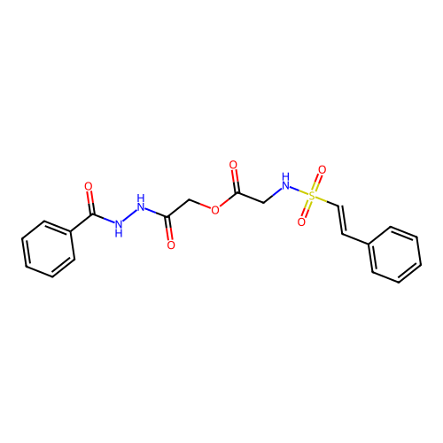 2-Oxo-2-(phenylformohydrazido)ethyl 2-(2-phenylethenesulfonamido)acetate structure