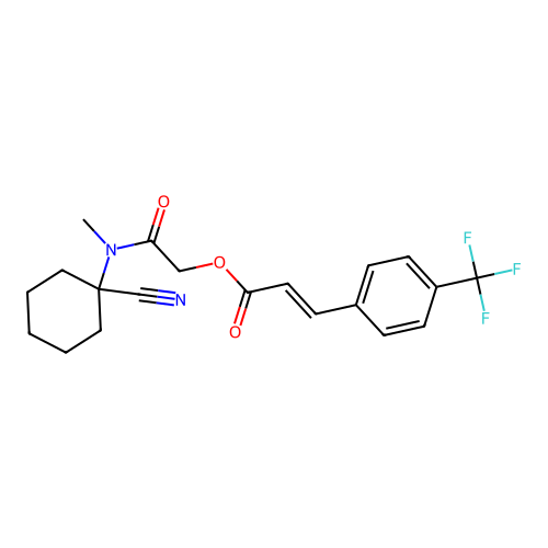 [(1-cyanocyclohexyl)(methyl)carbamoyl]methyl 3-[4-(trifluoromethyl)phenyl]prop-2-enoate structure