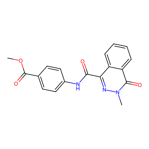 Methyl 4-(3-methyl-4-oxo-3,4-dihydrophthalazine-1-carboxamido)benzoate structure
