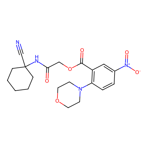 [(1-Cyanocyclohexyl)carbamoyl]methyl 2-(morpholin-4-yl)-5-nitrobenzoate structure
