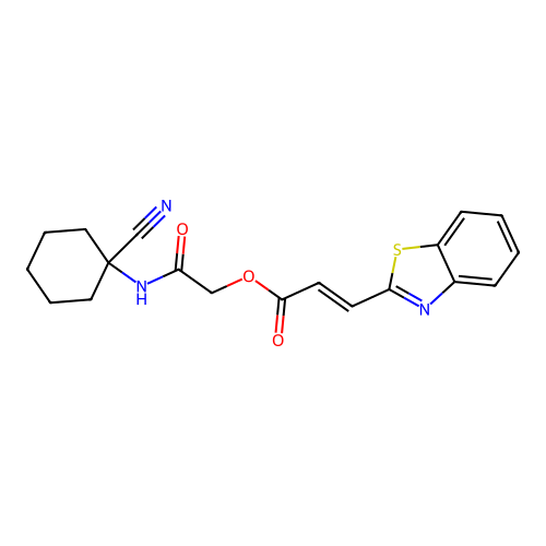 [2-[(1-cyanocyclohexyl)amino]-2-oxoethyl] (E)-3-(1,3-benzothiazol-2-yl)prop-2-enoate structure