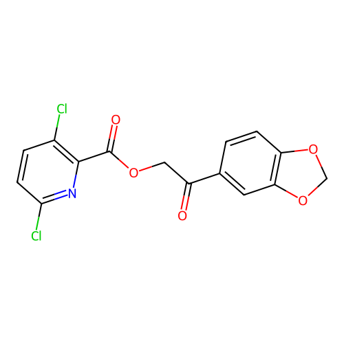 2-(1,3-Dioxaindan-5-yl)-2-oxoethyl 3,6-dichloropyridine-2-carboxylate structure