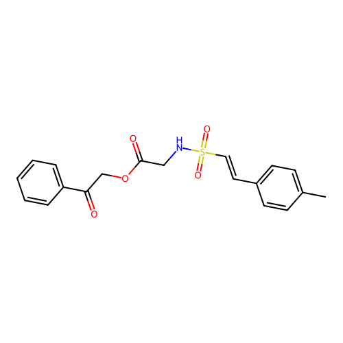 phenacyl 2-[[(E)-2-(4-methylphenyl)ethenyl]sulfonylamino]acetate structure