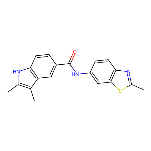 2,3-dimethyl-N-(2-methyl-1,3-benzothiazol-6-yl)-1H-indole-5-carboxamide structure