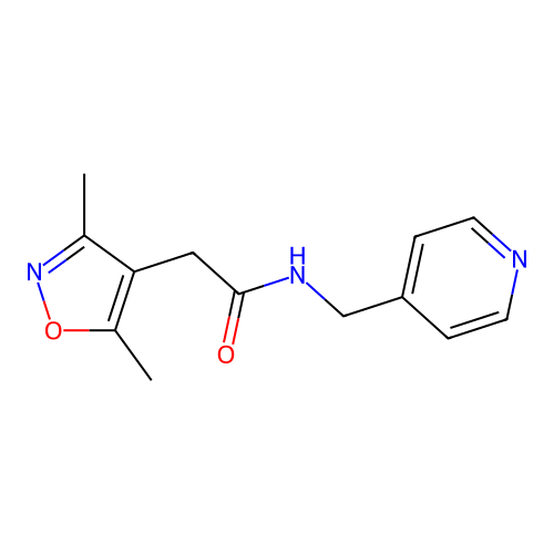 2-(3,5-dimethylisoxazol-4-yl)-N-(pyridin-4-ylmethyl)acetamide structure