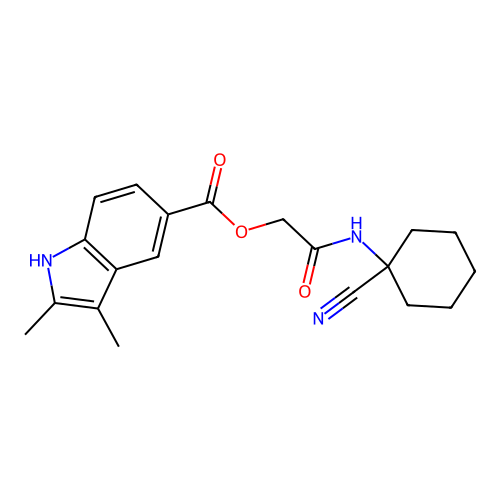 [(1-cyanocyclohexyl)carbamoyl]methyl 2,3-dimethyl-1H-indole-5-carboxylate structure