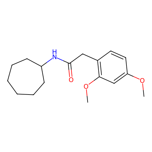 N-cycloheptyl-2-(2,4-dimethoxyphenyl)acetamide structure