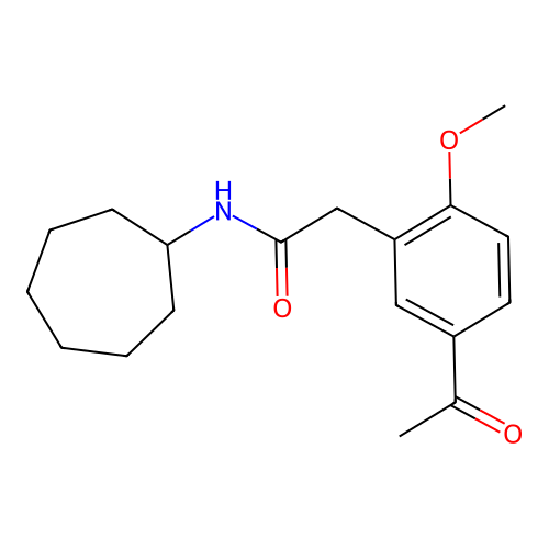 2-(5-acetyl-2-methoxyphenyl)-N-cycloheptylacetamide structure