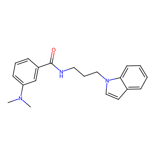 3-(dimethylamino)-N-(3-indol-1-ylpropyl)benzamide structure