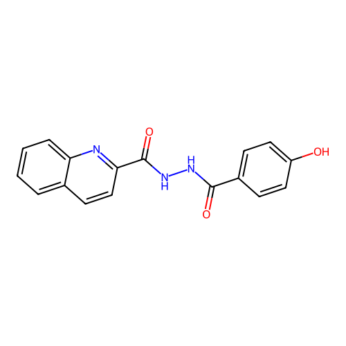 N'-(4-hydroxybenzoyl)quinoline-2-carbohydrazide structure