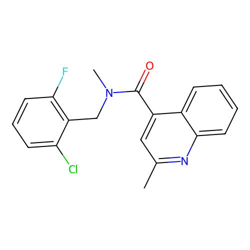 N-[(2-chloro-6-fluorophenyl)methyl]-N,2-dimethylquinoline-4-carboxamide structure