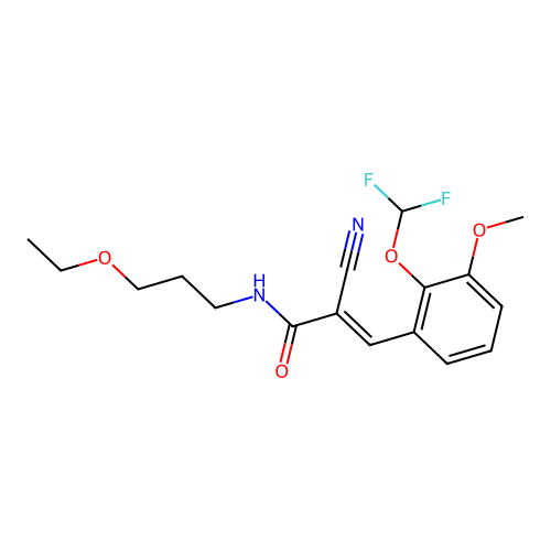 2-cyano-3-[2-(difluoromethoxy)-3-methoxyphenyl]-N-(3-ethoxypropyl)prop-2-enamide structure